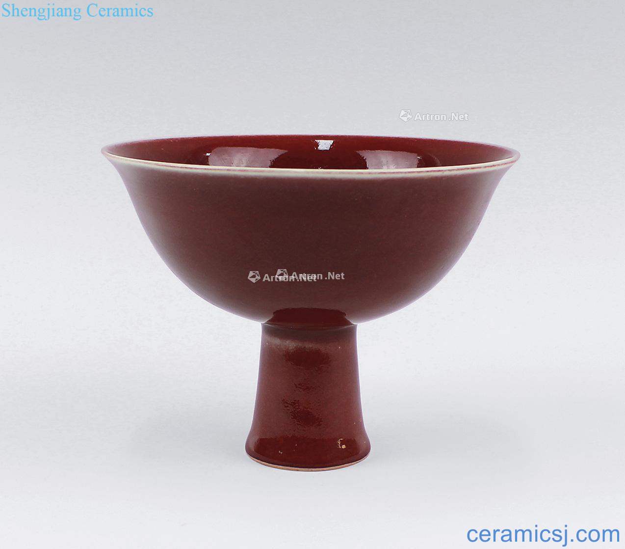 Ming xuande, offering red glaze footed cup