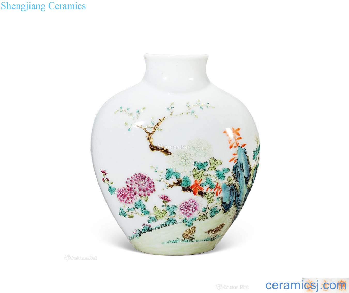 Qing qianlong pastel flowers grain wall of bottles