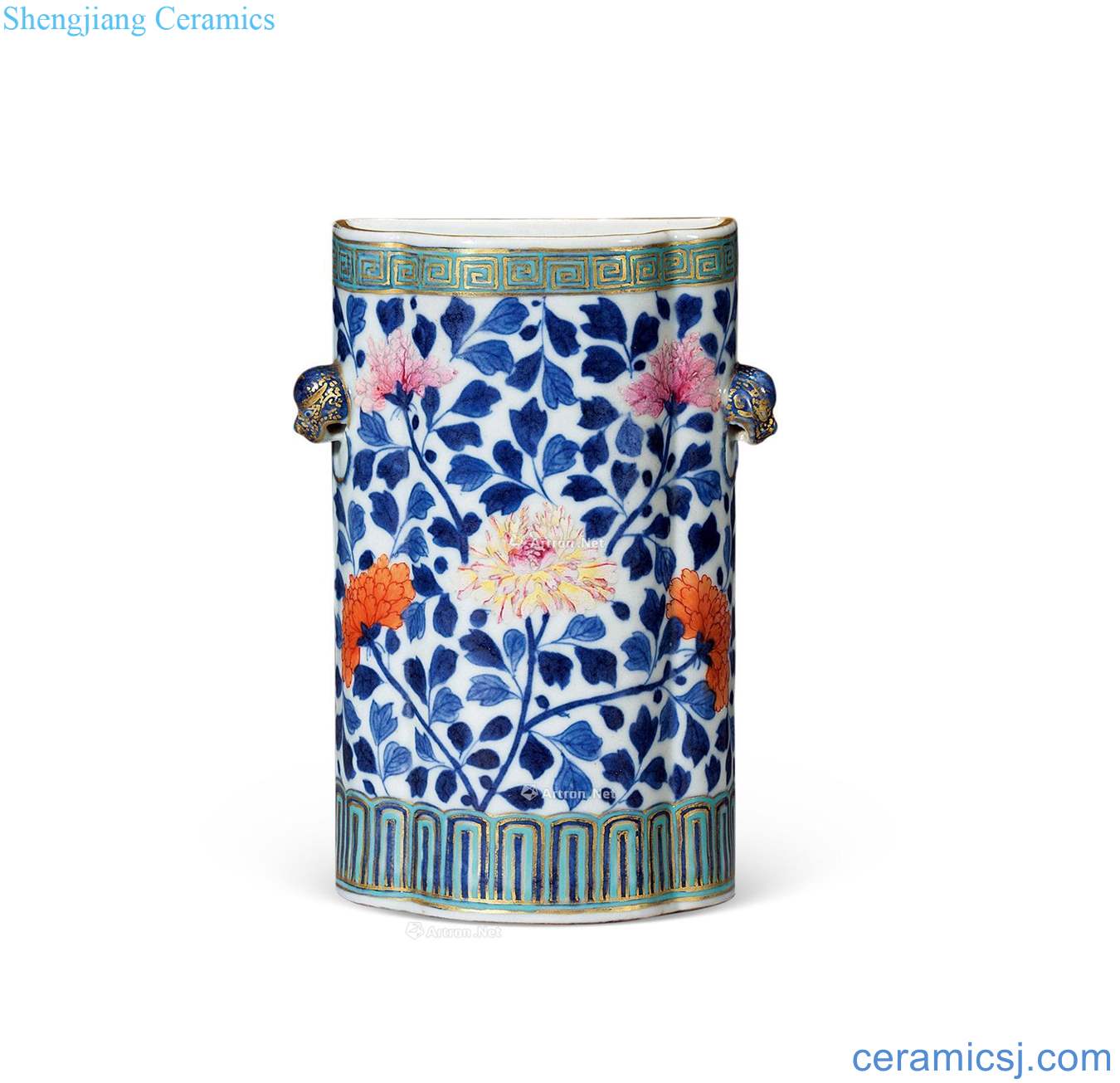 Qing porcelain enamel flower grain wall of bottles