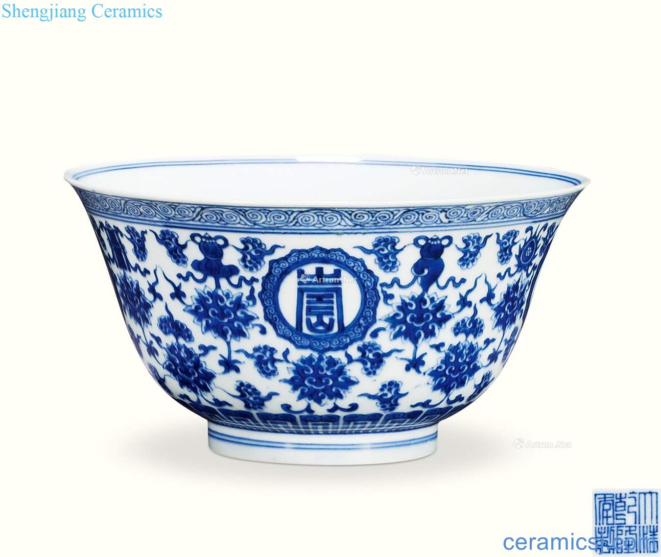 Qing qianlong Blue and white stays green-splashed bowls