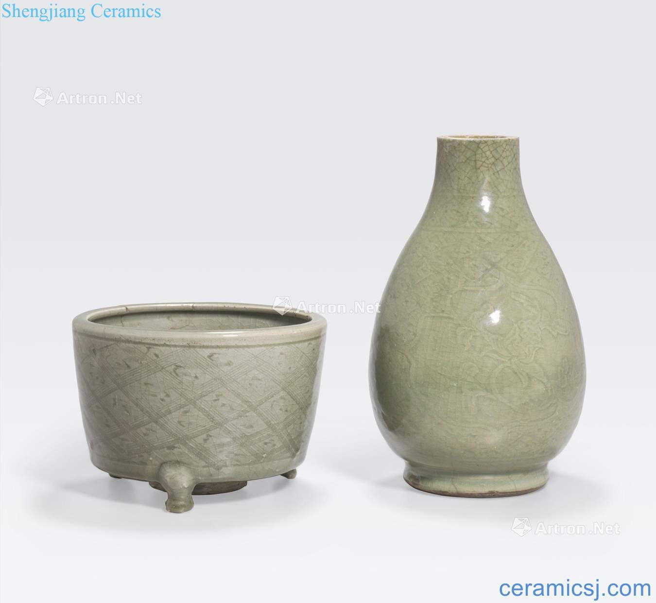 Ming dynasty TWO LONGQUAN CELADON CONTAINERS