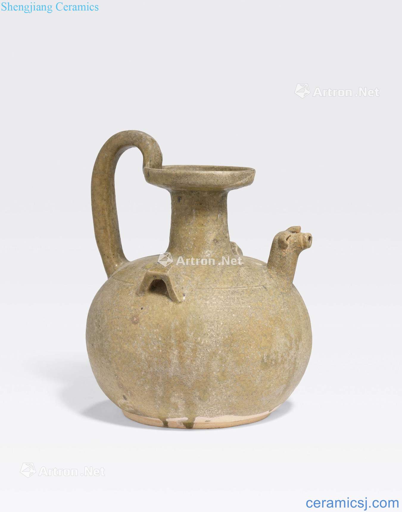 The Six Dynasties, the 5 th/6 th century A CELADON GLAZED CHICKEN HEADED EWER