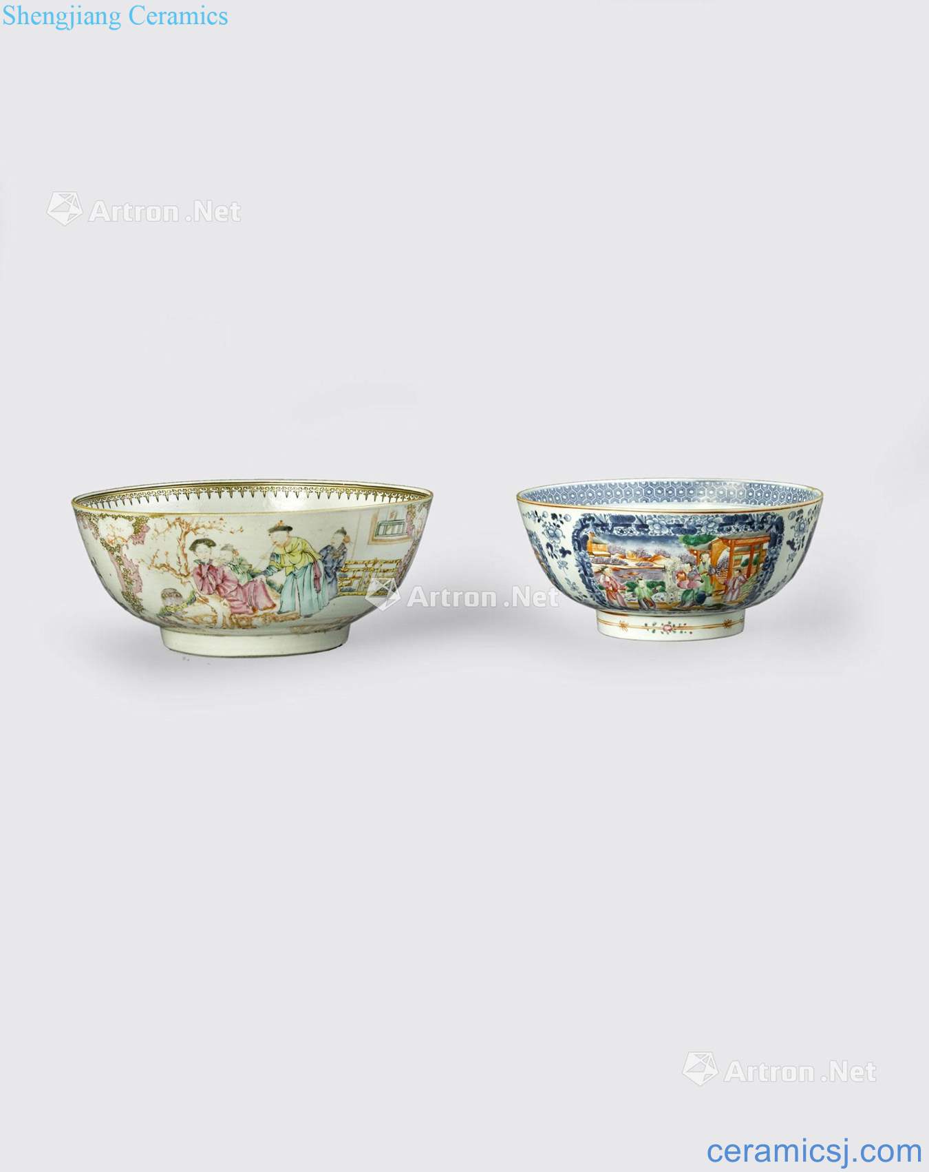 Newest 18 th/early 19 th century TWO FAMILLE ROSE ENAMELED EXPORT PORCELAIN BOWLS
