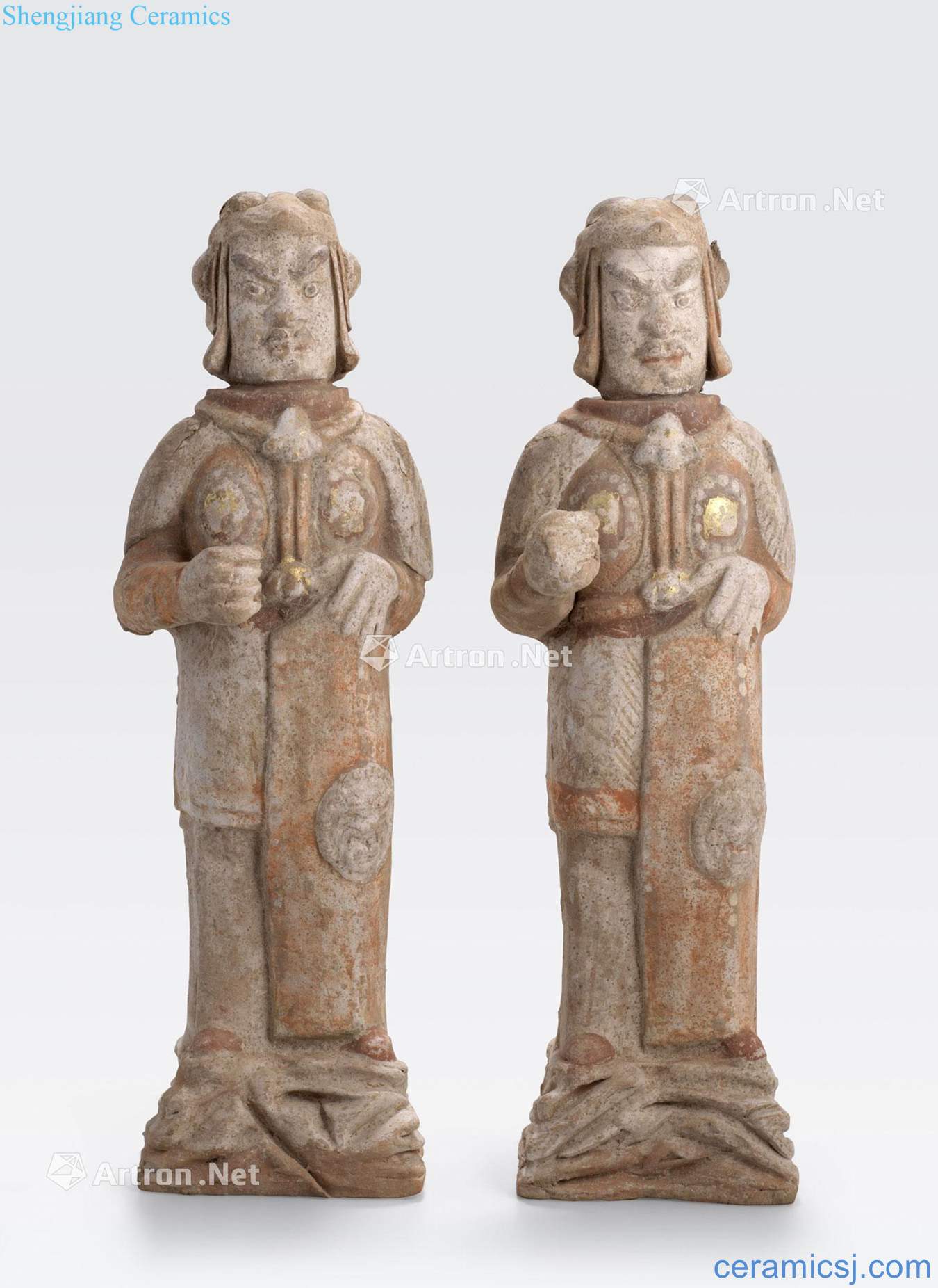 Northern Qi dynasty A PAIR OF made POTTERY WARRIORS