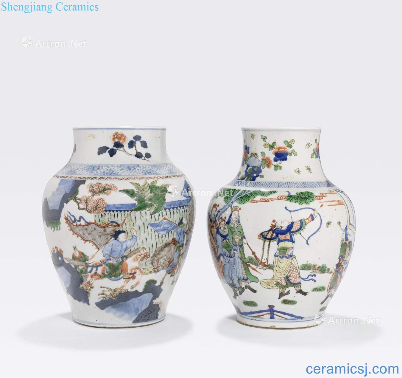 Newest the Qing/Republic period TWO TRANSITIONAL STYLE JARS WITH WUCAI DECORATION