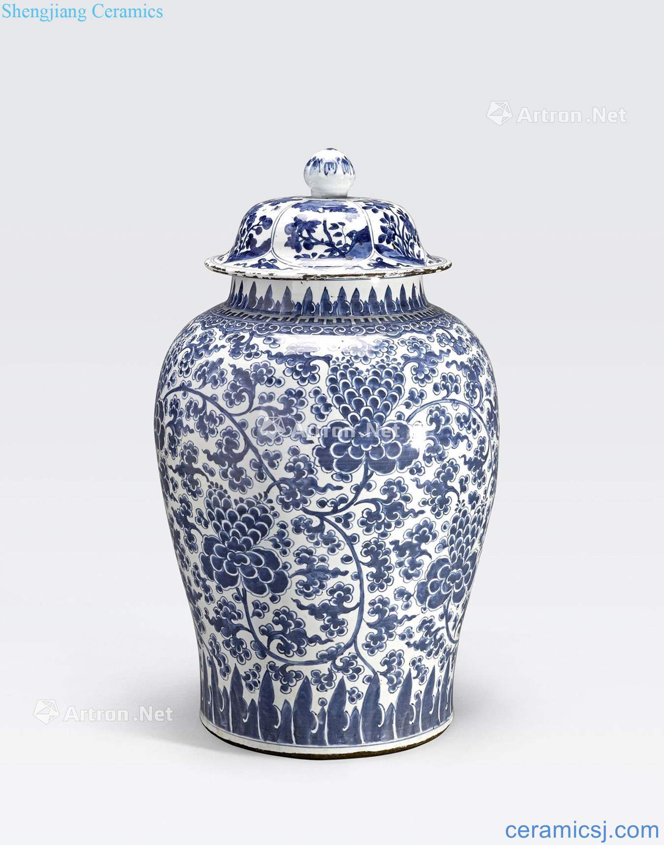Kangxi period A LARGE BLUE AND WHITE JAR AND COVER