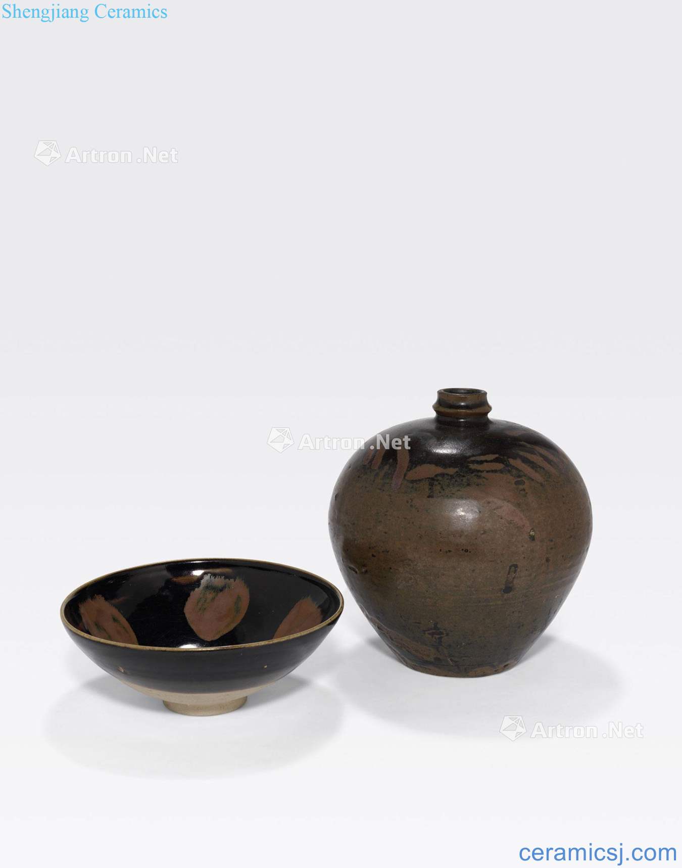 Jin Yuan/dynaty TWO CIZHOU -type BROWN GLAZED CERAMICS WITH RUSSET DECORATION