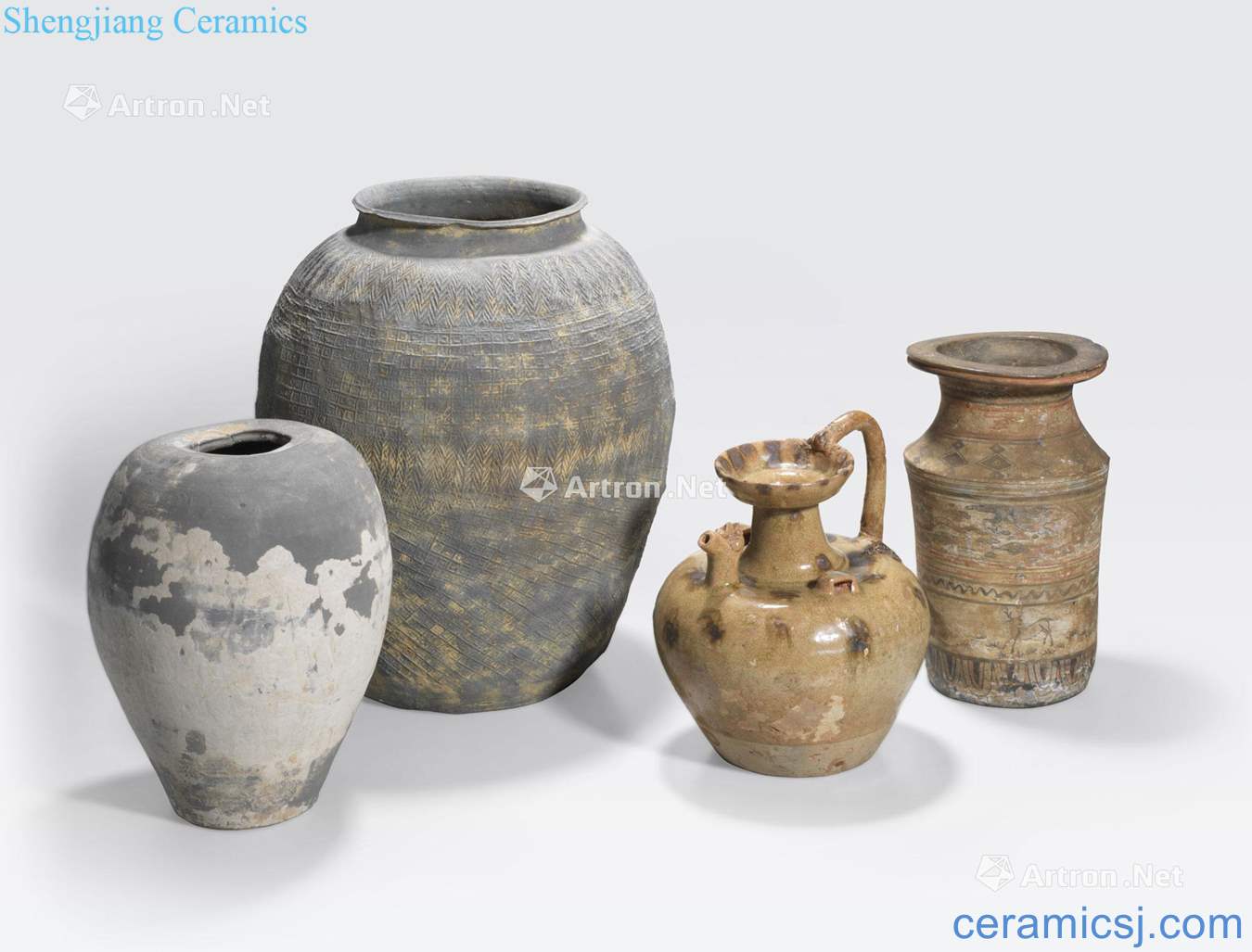 The Han dynasty and later A GROUP OF FOUR EARLY and EARLY STYLE CERAMICS