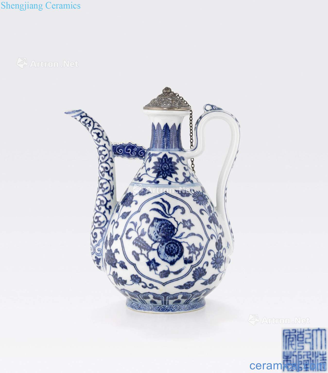 Qianlong six - character mark the and of the period of A MING STYLE BLUE and WHITE EWER