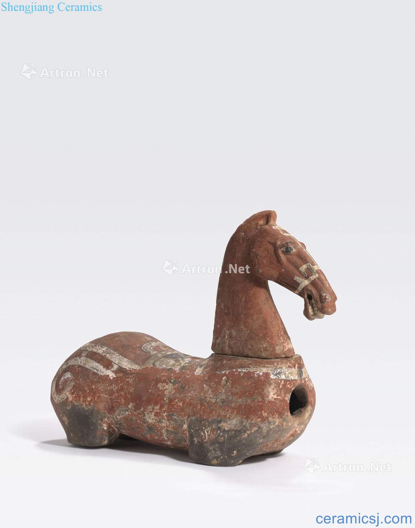 Han dynasty A POLYCHROME made GRAY POTTERY HORSE