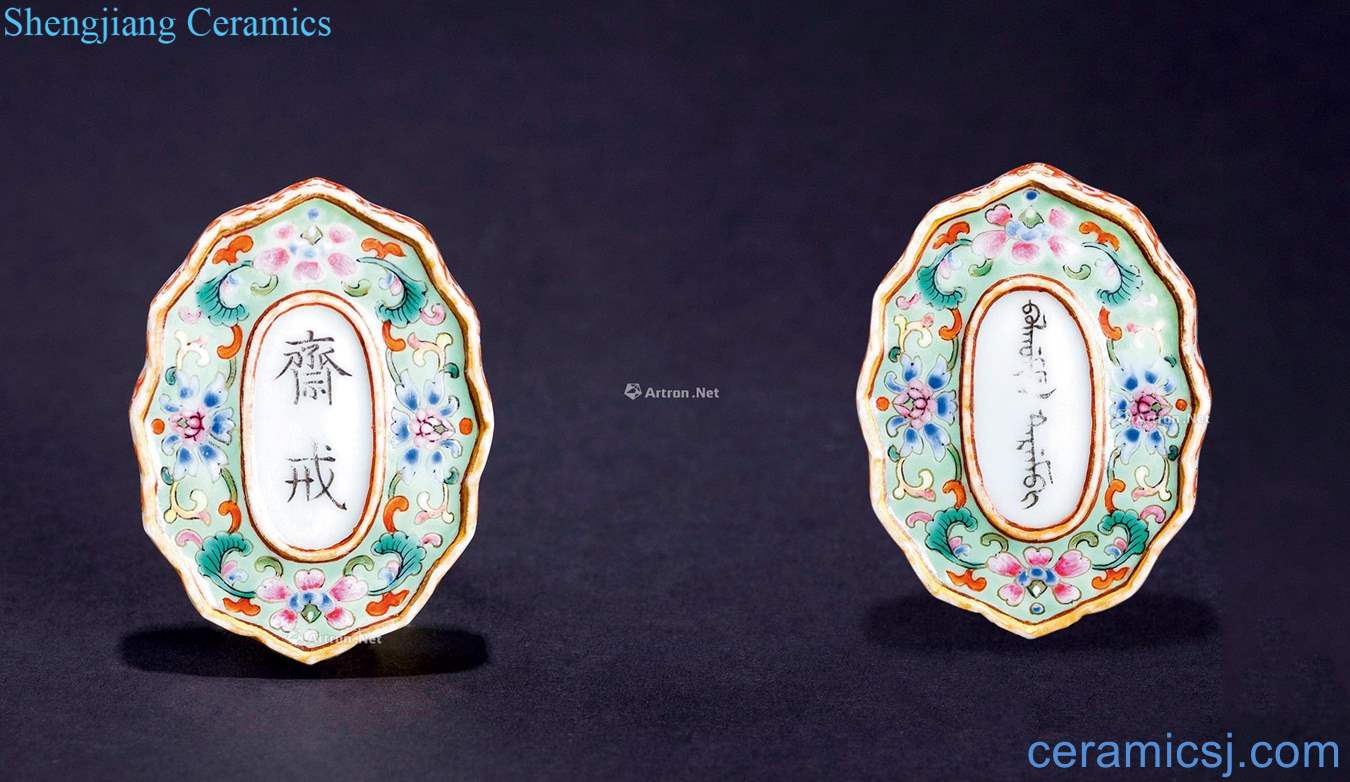 Qing qianlong pastel medallion branch lotus lines fast brand