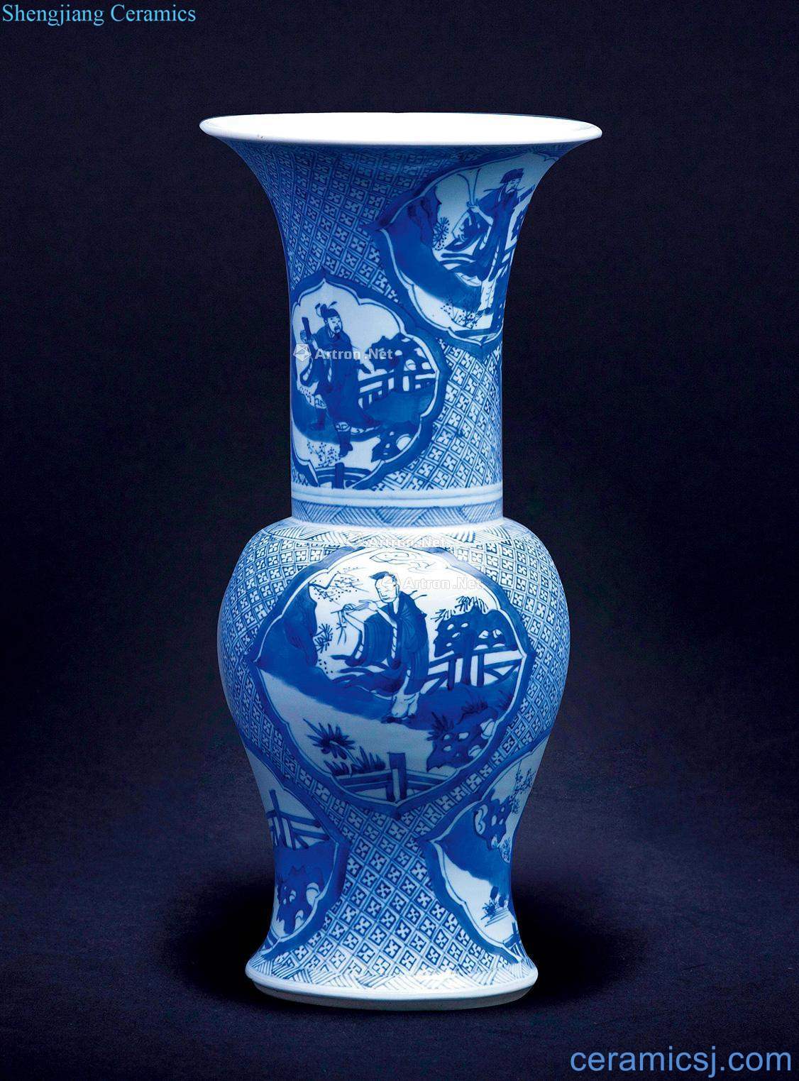 The qing emperor kangxi Blue and white far the eight immortals grain PND tail-on statue