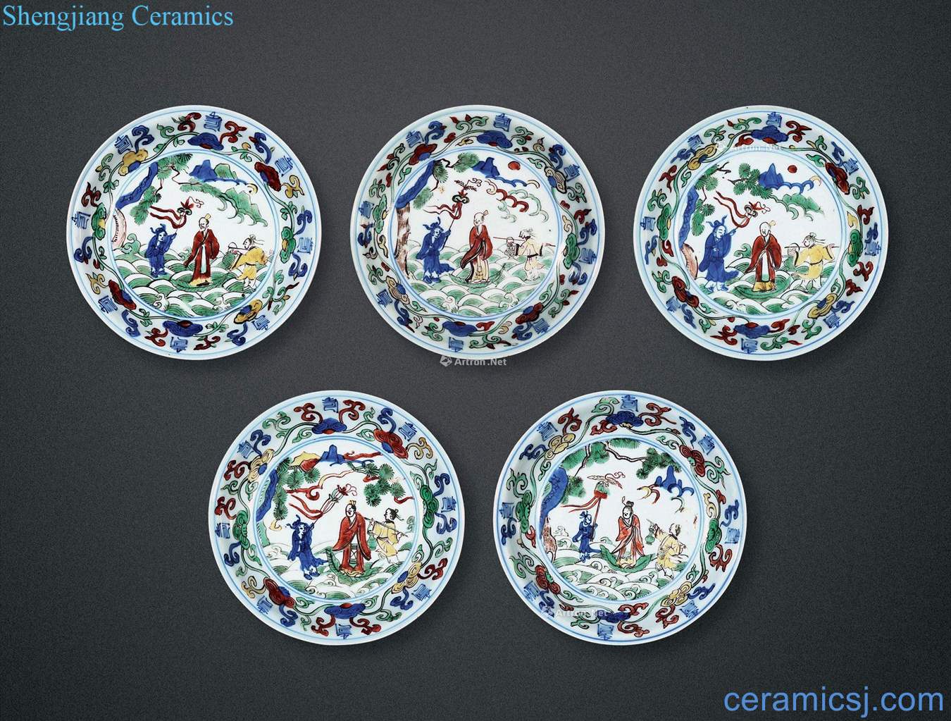 Ming wanli Colorful fairy tale plate (a)