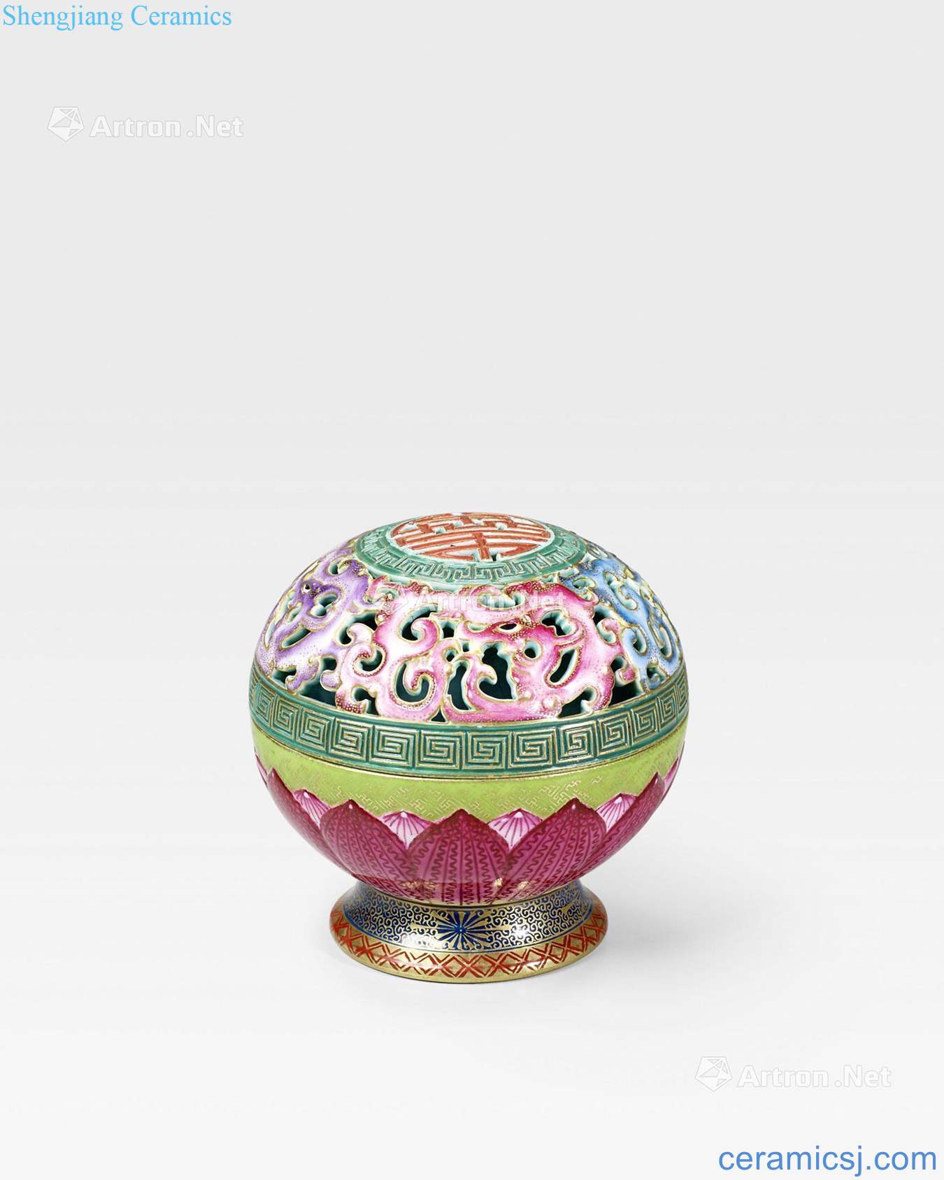 Qianlong mark, the 20 th century A FAMILLE ROSE AND GILT - DECORATED PERFUMIER AND COVER