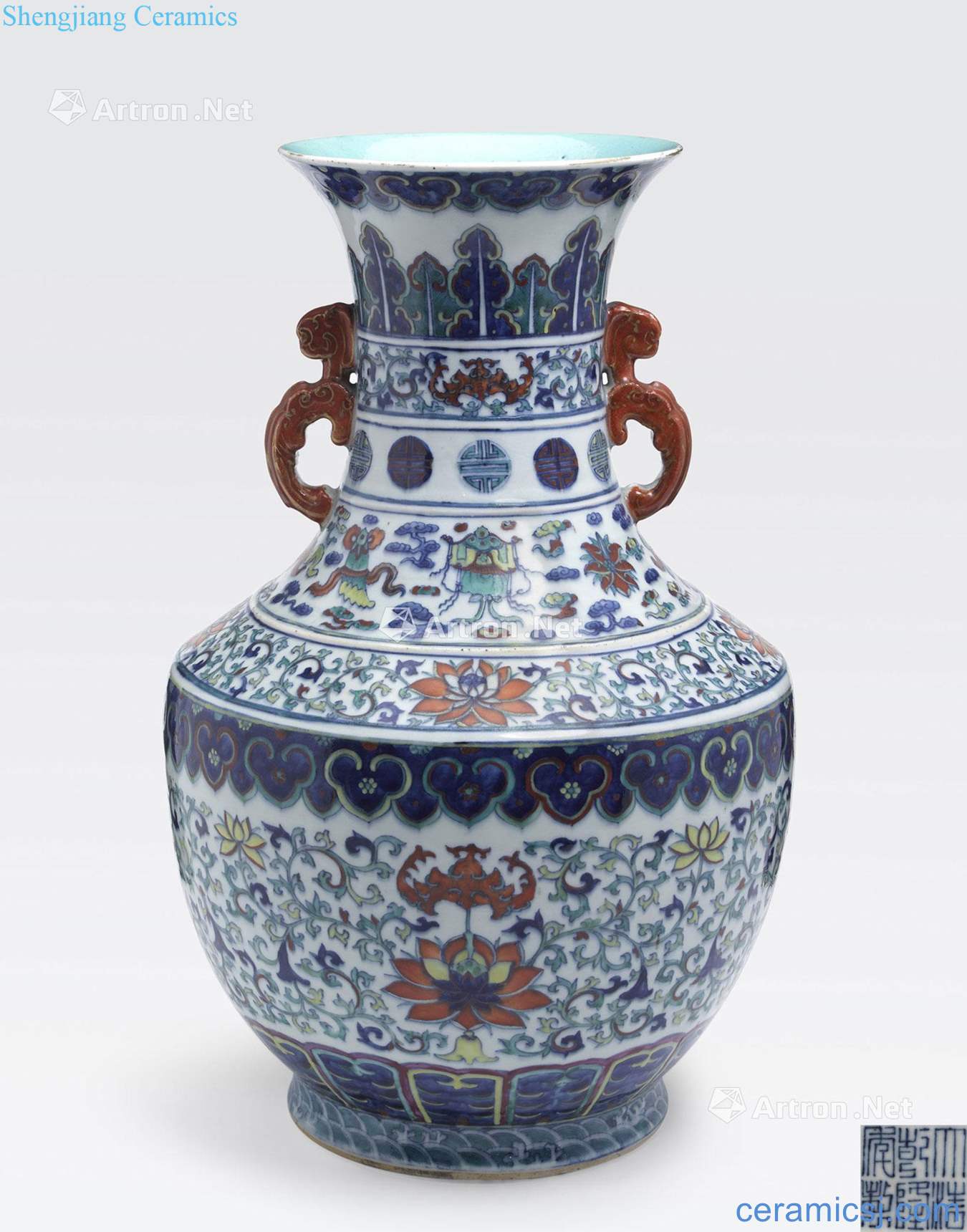 Qianlong mark, newest the Qing/Republic period A DOUCAI DECORATED VASE