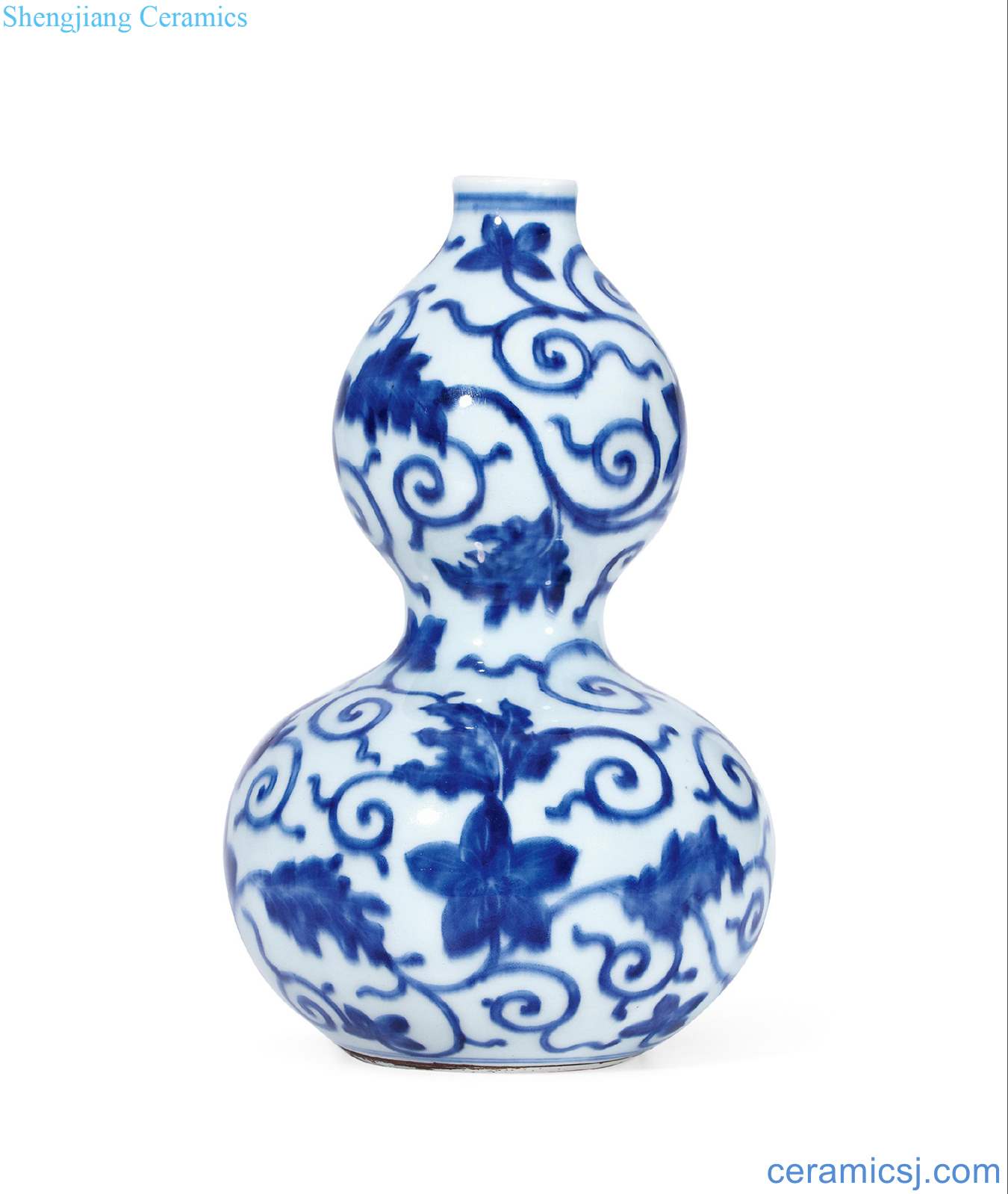 The qing emperor kangxi Blue and white flower grain gourd bottle wrapped branches