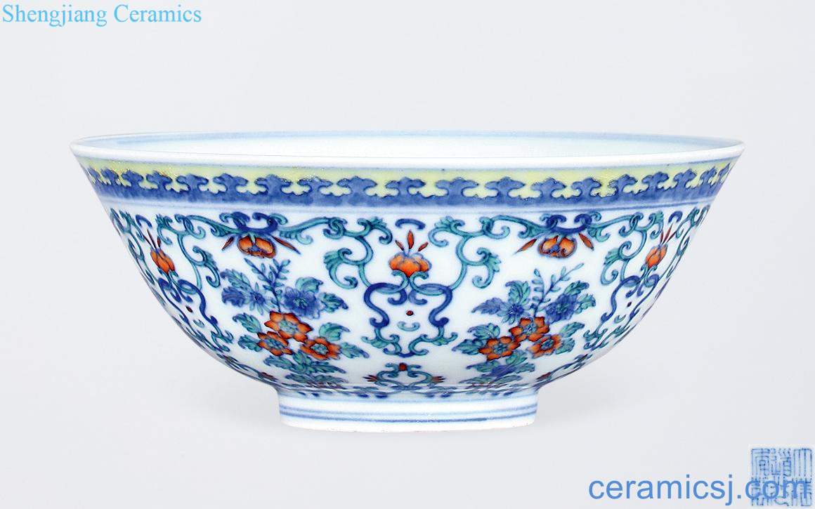 Qing daoguang bucket color consistent set of flower green-splashed bowls