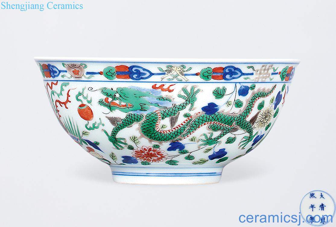 The qing emperor kangxi Longfeng green-splashed bowls