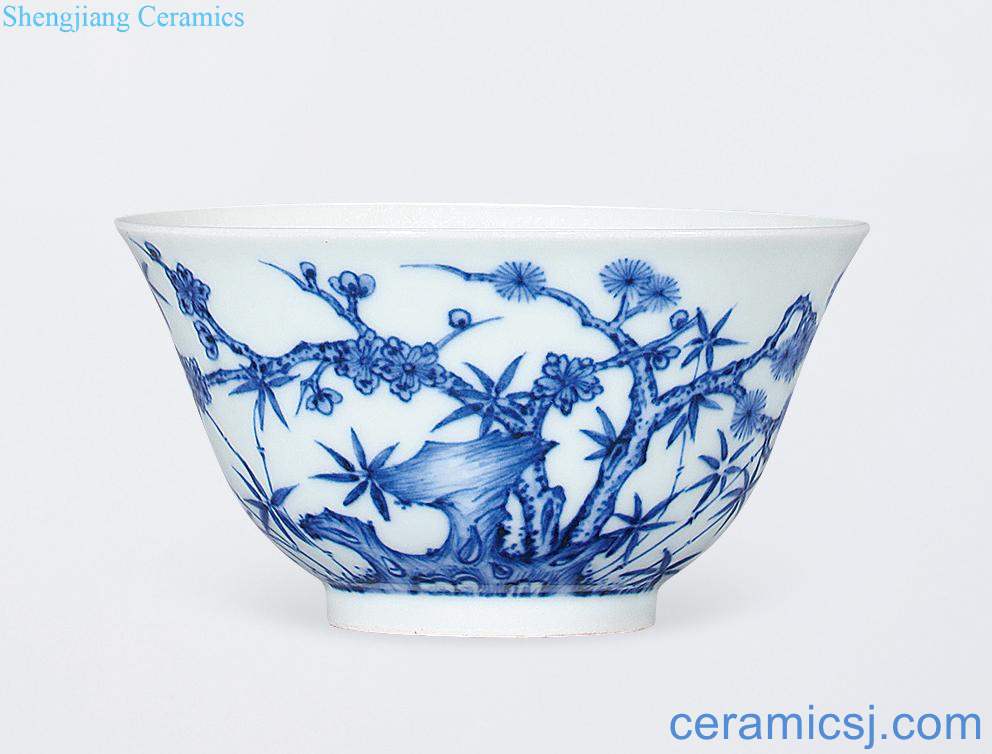 Qing yongzheng Blue and white shochiku MeiWen bowl
