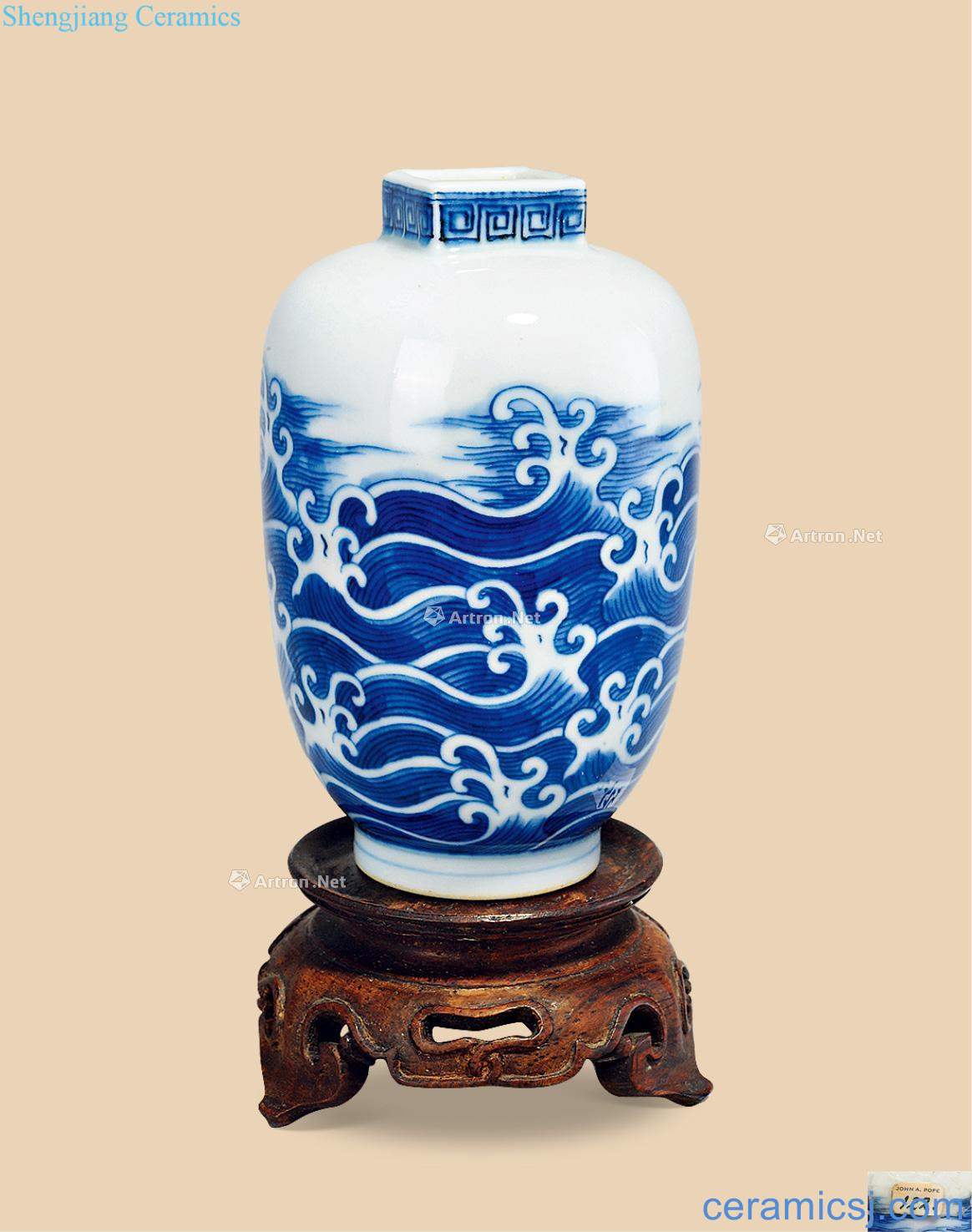 Qing yongzheng blue sea grain small bottle
