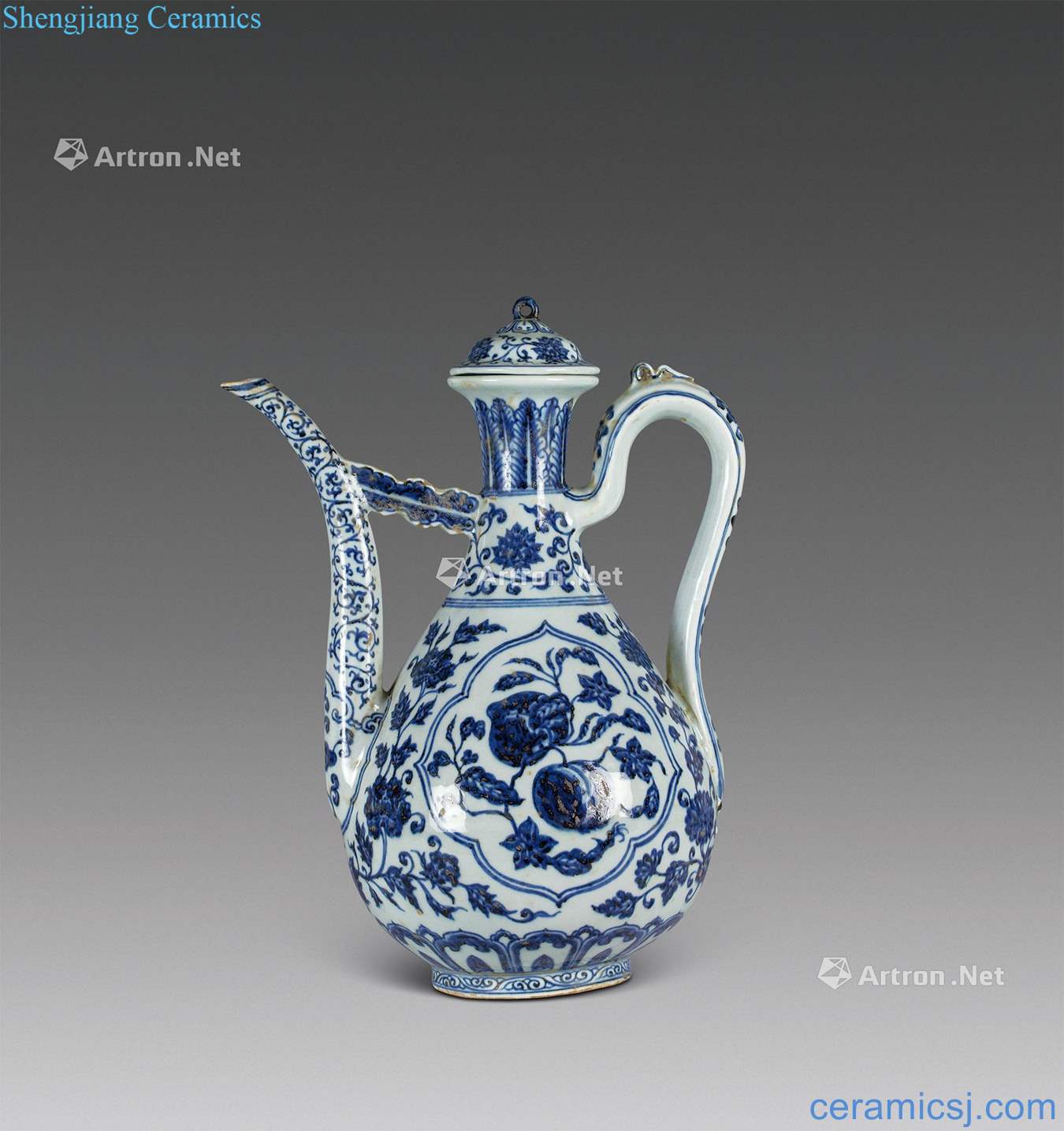 Yongle blue ewer medallion fold branches