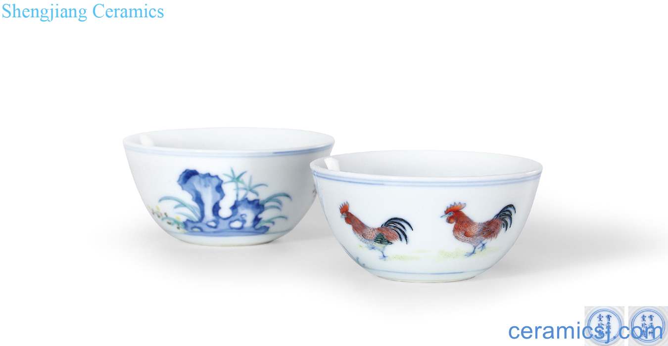 Qing yongzheng color bucket cylinder cup chicken (a)