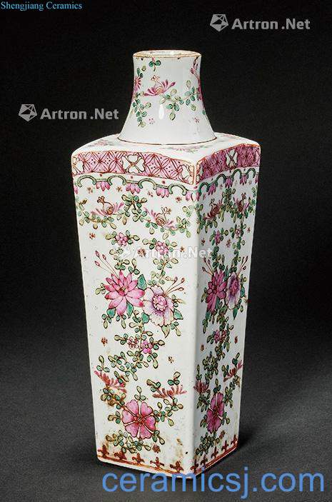 Qing qianlong ocean color flower square bottle