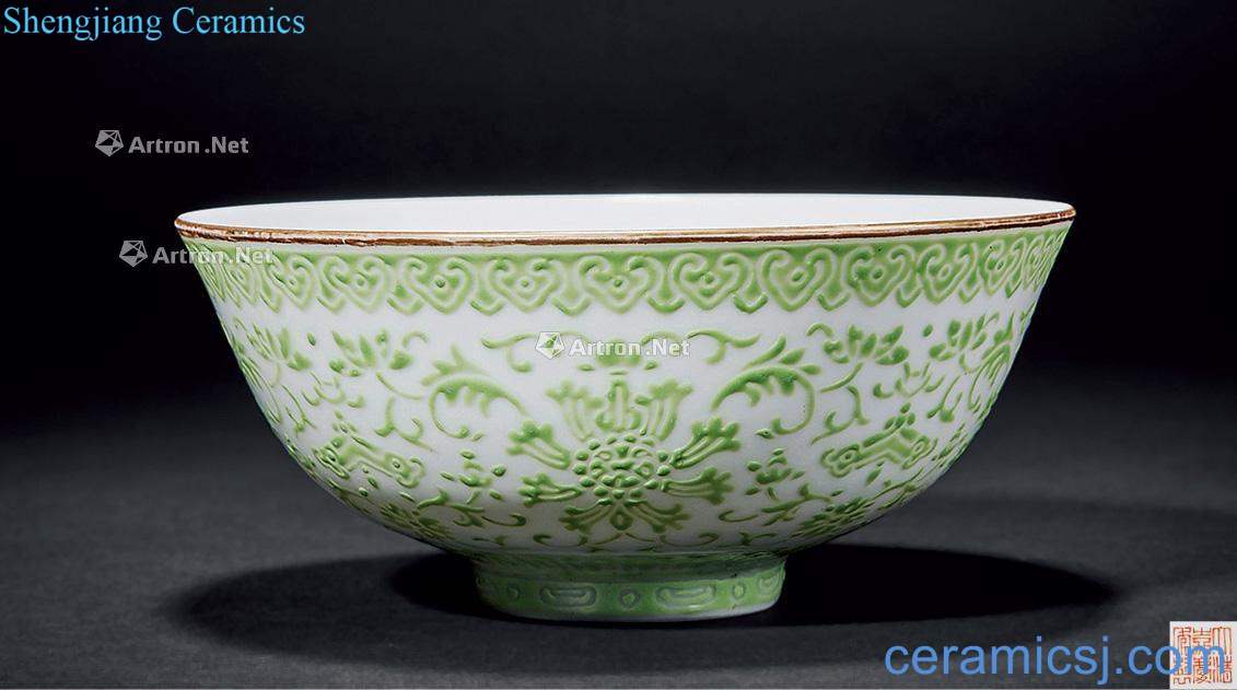 Qing jiaqing green glaze enamel bowls