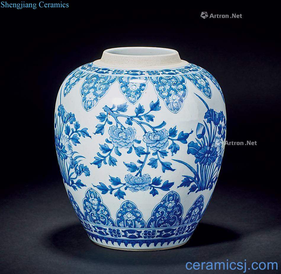 Qing dynasty blue and white flowers
