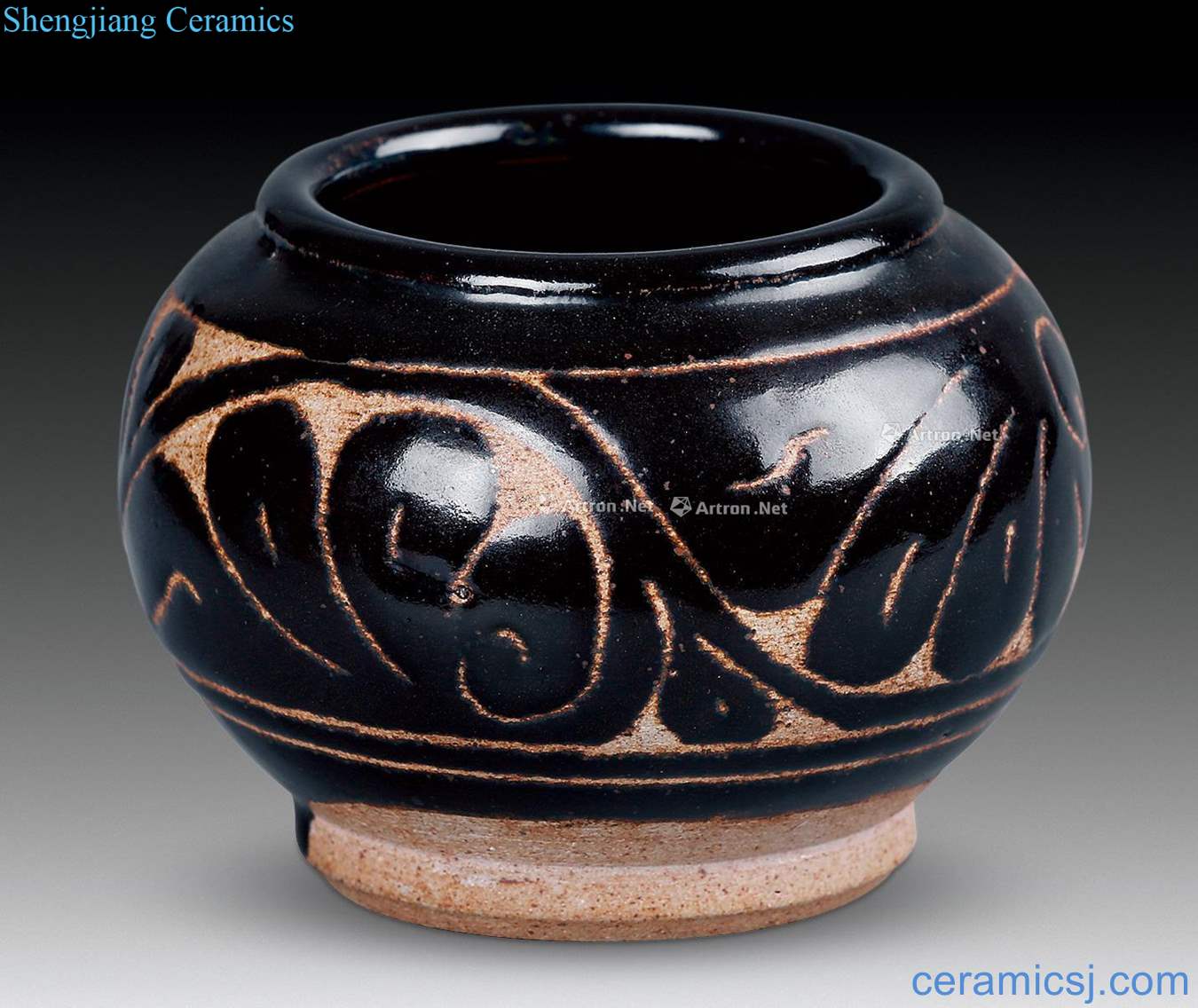 yuan Magnetic state kiln carved flower pot (a)