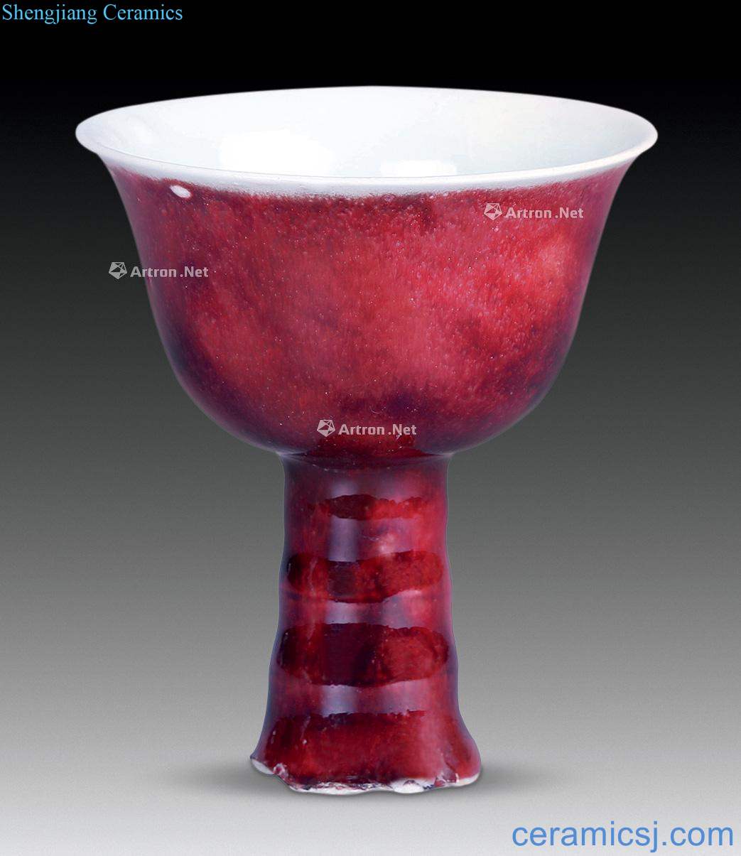 Bright red glaze footed cup (a)