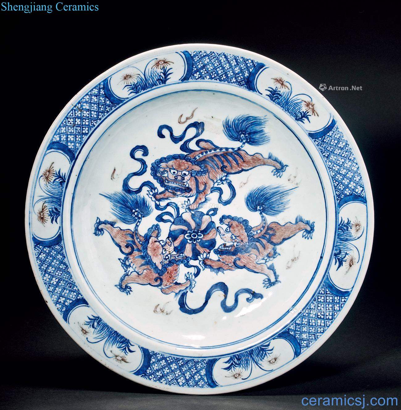 Qing dynasty blue-and-white youligong lion