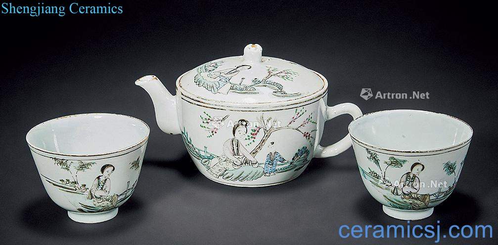 Clear pastel flowers traditional Chinese teapot Cup (three)
