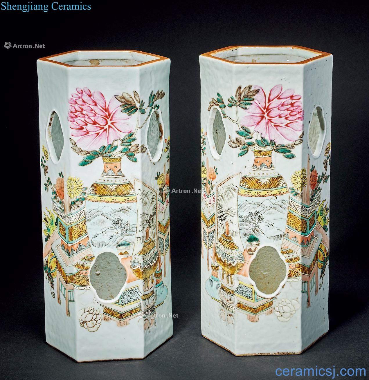 qing Dai Huanzhao pastel antique open box cap tube (a)