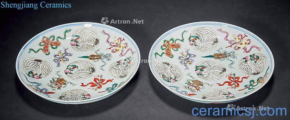 Qing qianlong pastel treasure group crane basin (2)