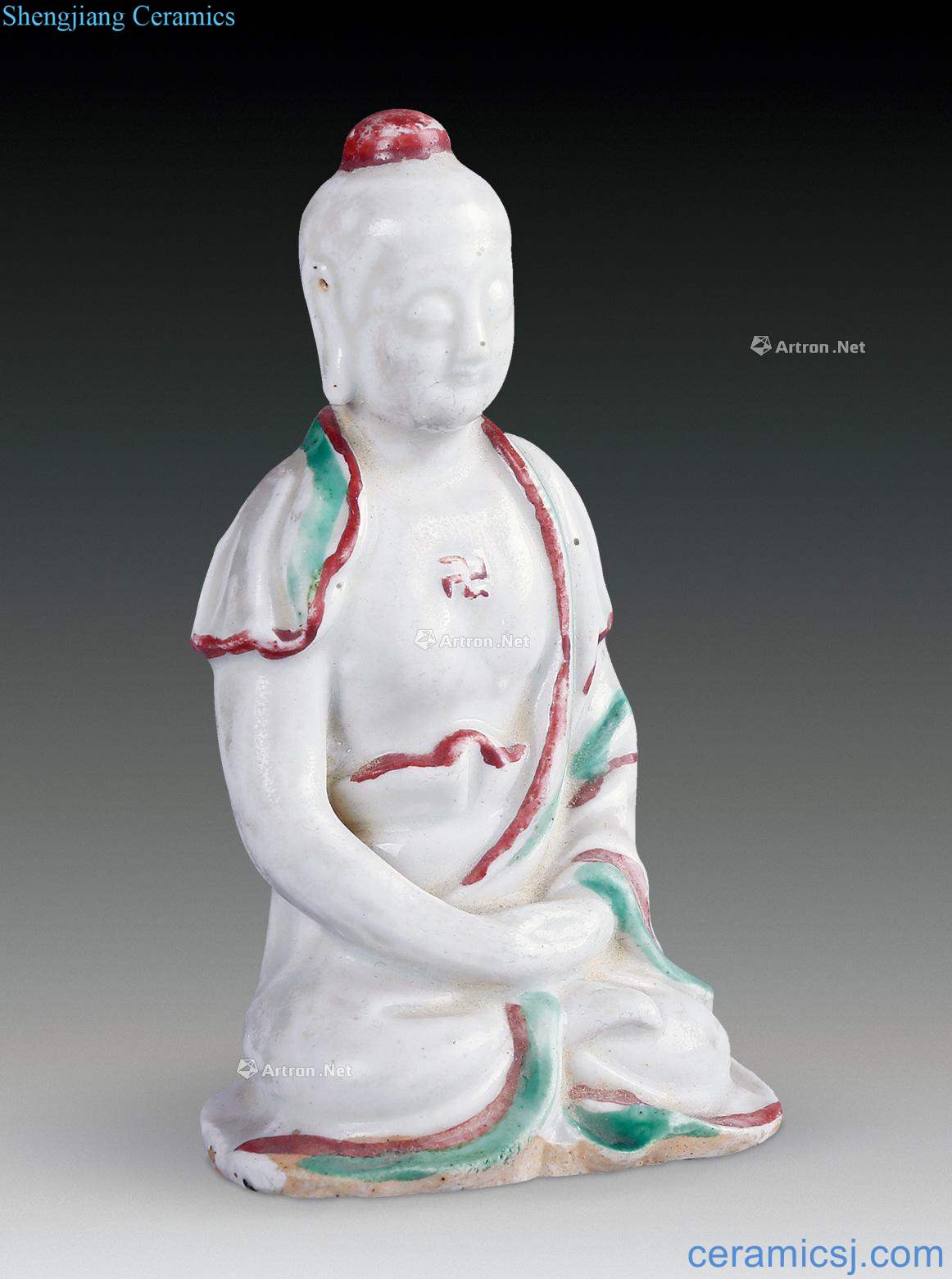 In Ming dynasty, red and green color Amitabha Buddha (a)