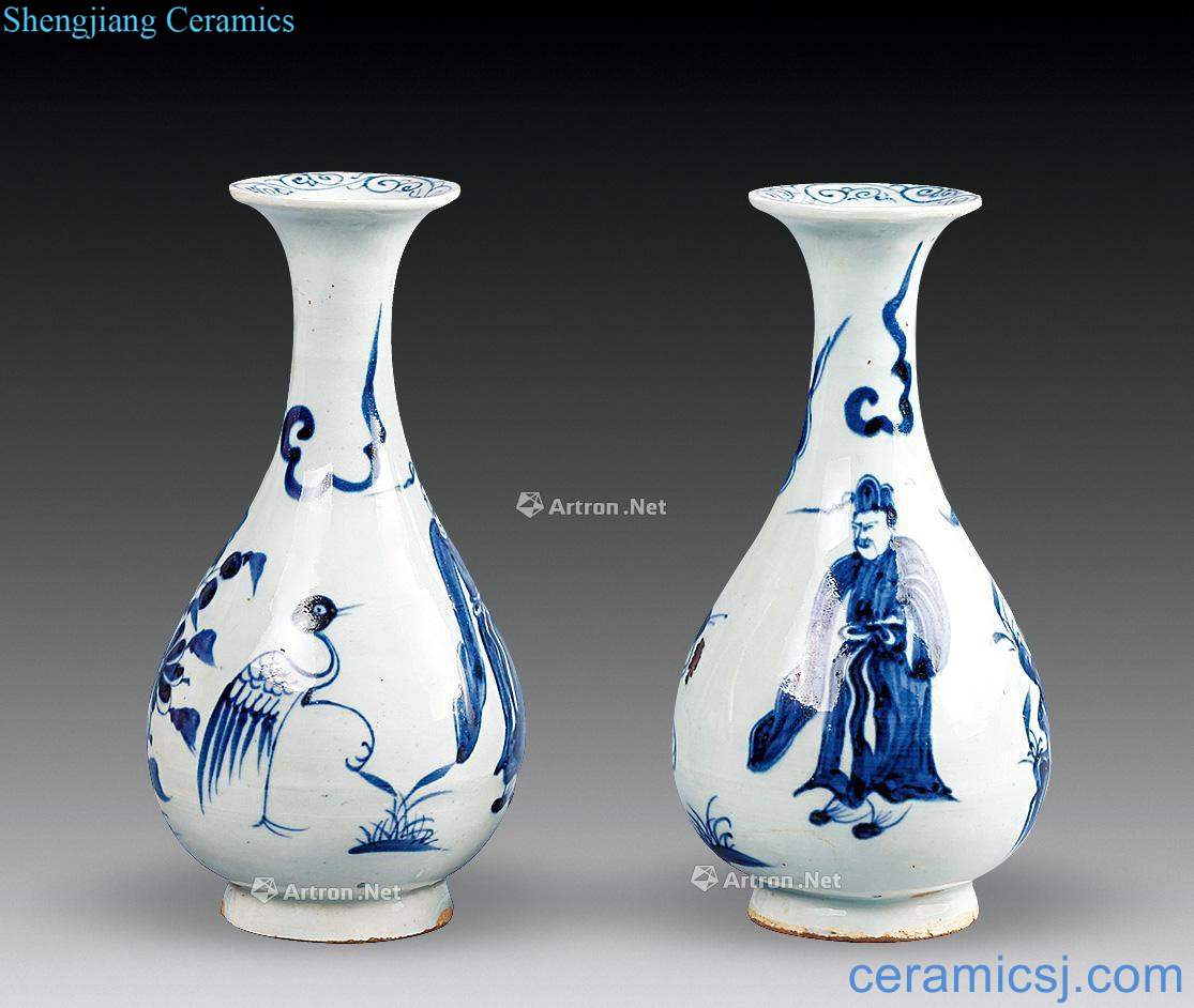 Ming blue and white One character okho spring bottle (two)