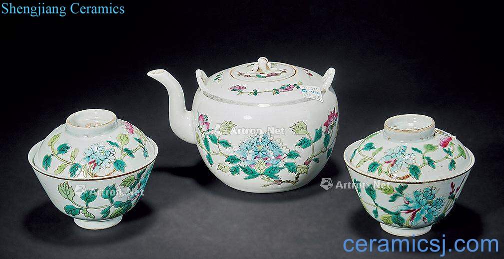 Clear pastel flowers tureen The teapot (three)