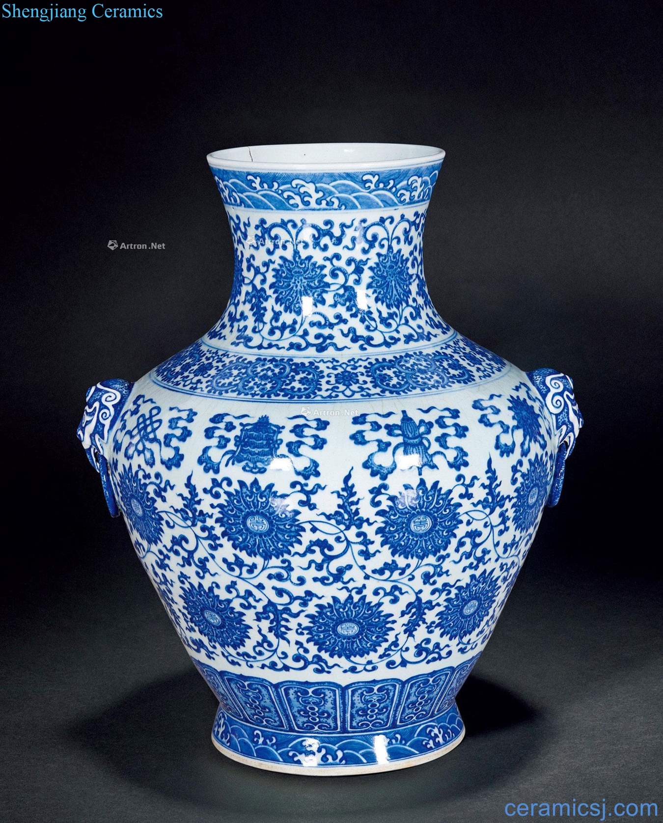 Qing qianlong Blue and white best baby items flower vase of my ears