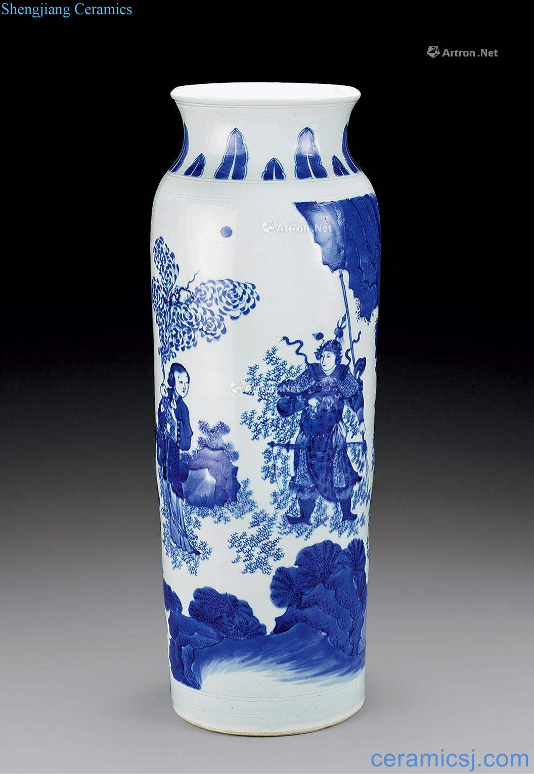Ming chongzhen Blue and white people bottles of logistics