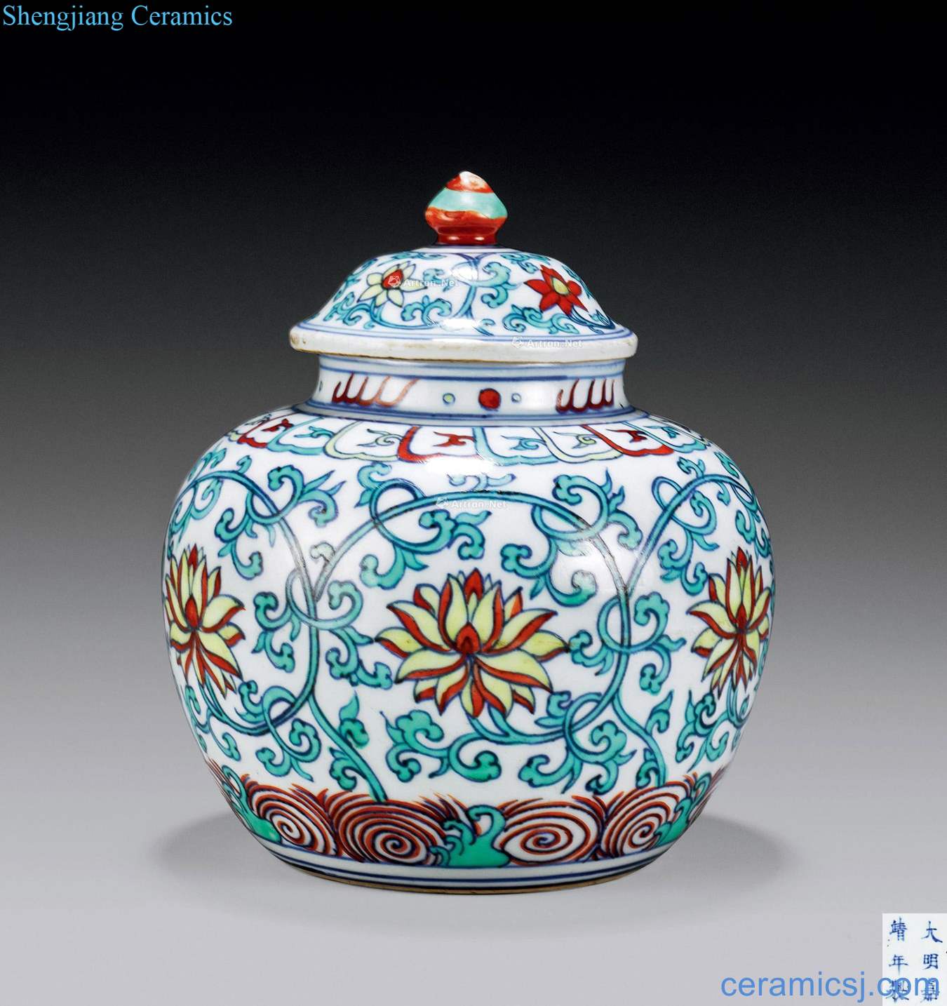 Ming jiajing bucket color flower grain tank