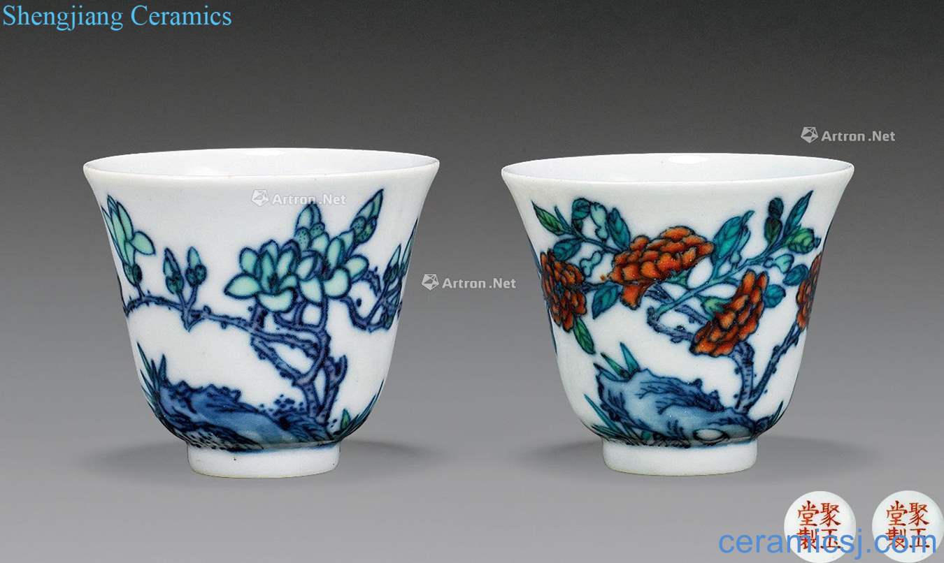 Qing qianlong bucket color flower cup (a)