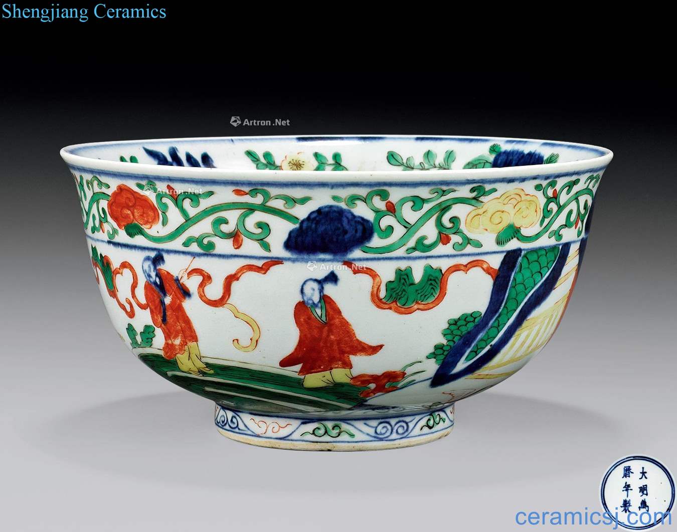 Ming wanli Colorful characters bowl