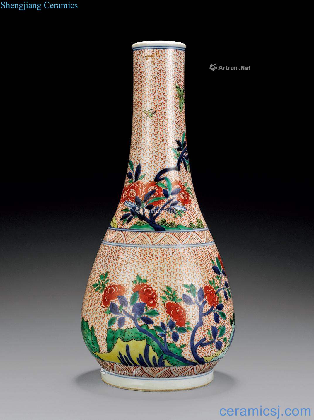 The qing emperor kangxi porcelain colorful oil Erlenmeyer flask