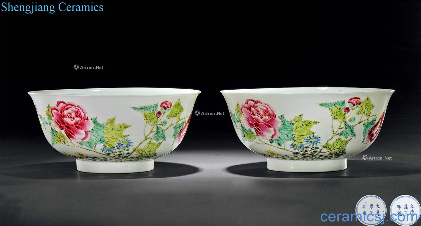 Qing yongzheng pastel "Mosaic" green-splashed bowls (a)