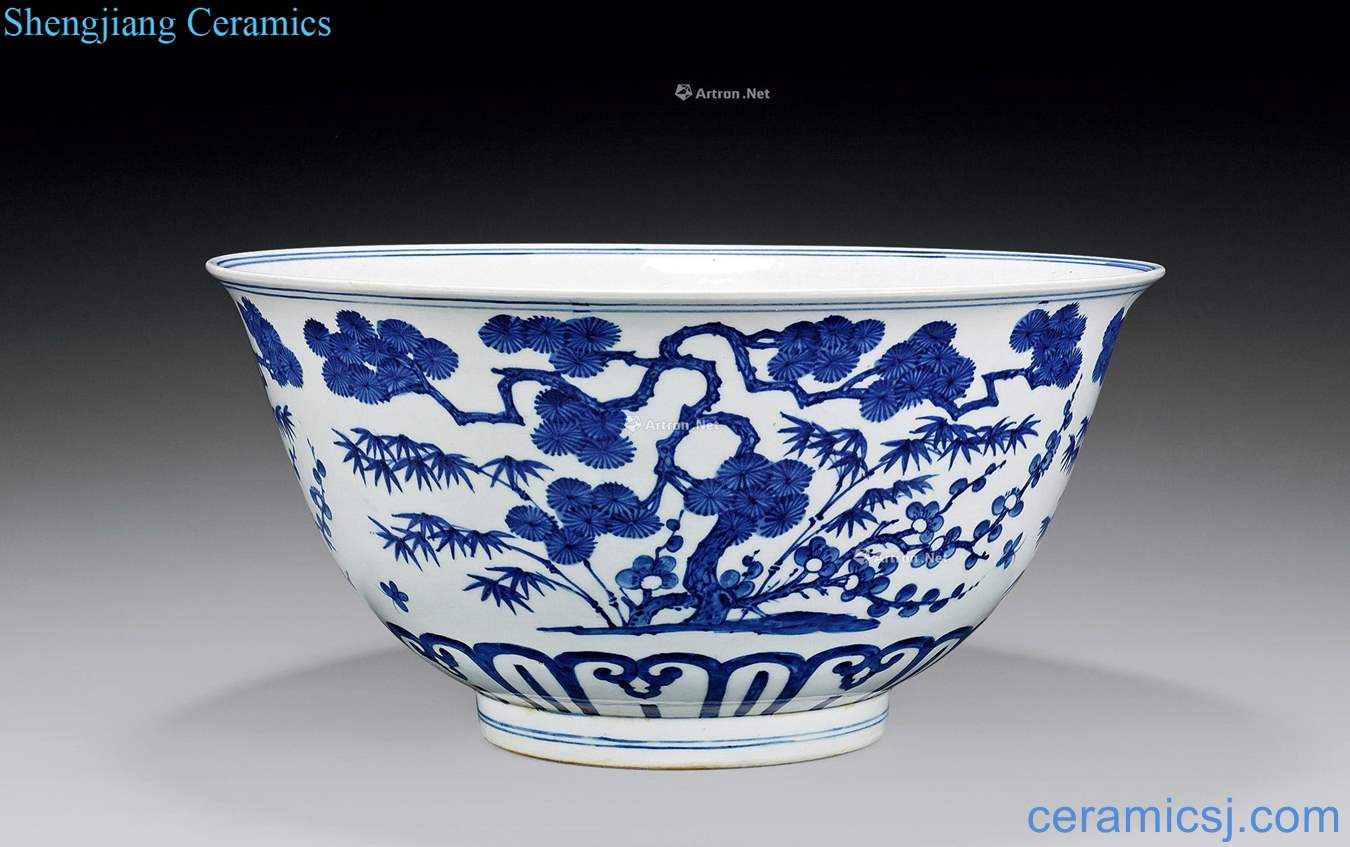 Ming jiajing Blue and white, poetic lines big bowl