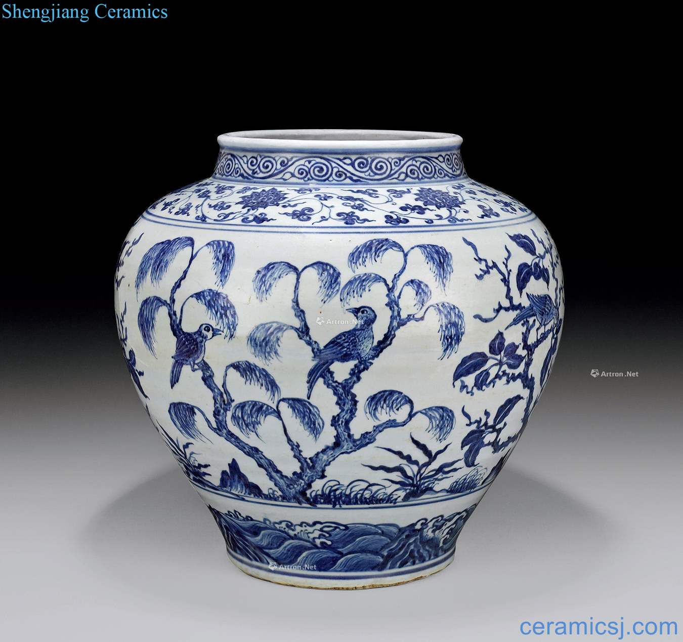 Ming xuande Painting of flowers and trees grain big pot