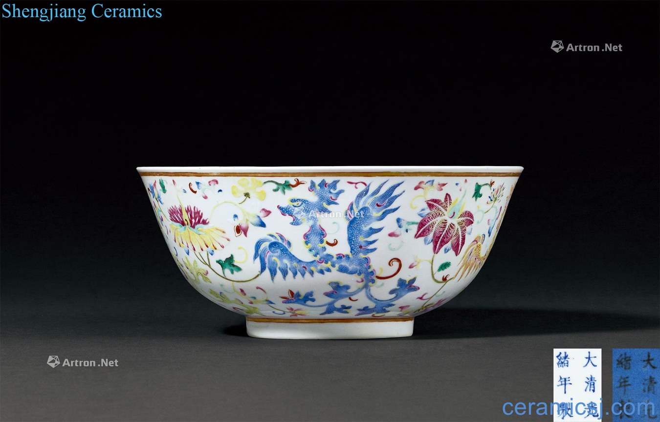 Pastel reign of qing emperor guangxu real talent chicken wear pattern big bowl