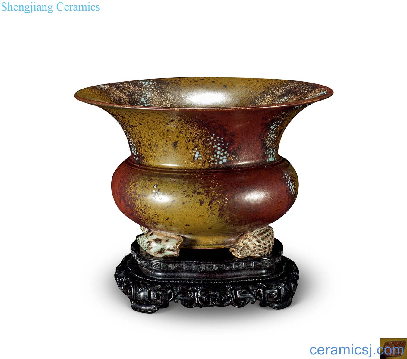 Qing qianlong antique copper glaze enamel conch sufficient exposure