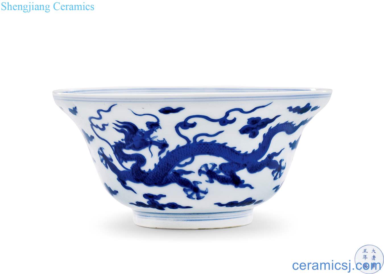Qing yongzheng Blue and white dragon bowl
